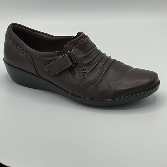 Clarks Size 7M Everlay Brown Coda Dark Leather Slip On - Picture 7 of 15